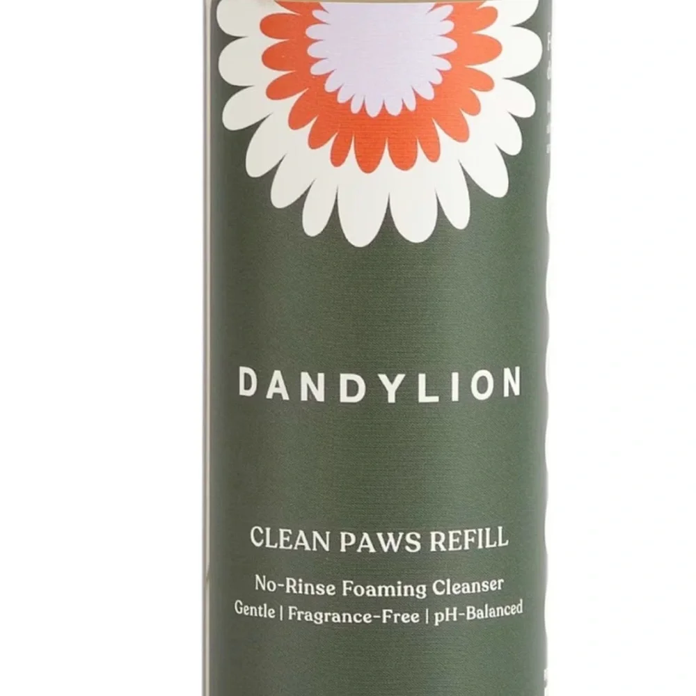 Dandylion Refill Clean Paws No-Rinse Foaming Cleanser for Dogs 10 floz FREE SHIP